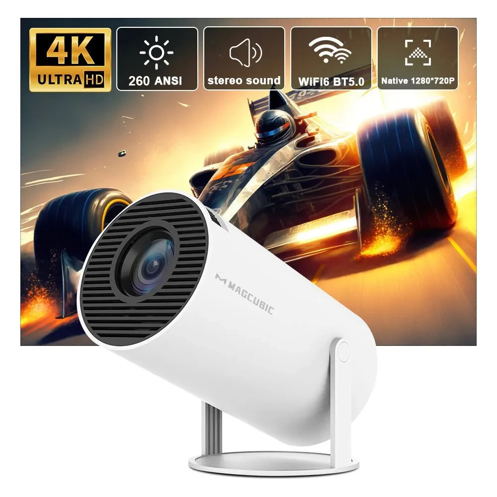 HY300 Pro 4K Projector - Android 11, Dual WiFi 6, 260 ANSI Lumens, Allwinner H713, Bluetooth 5.0, 1080P, 1280x720P, Home and Outdoor Cinema